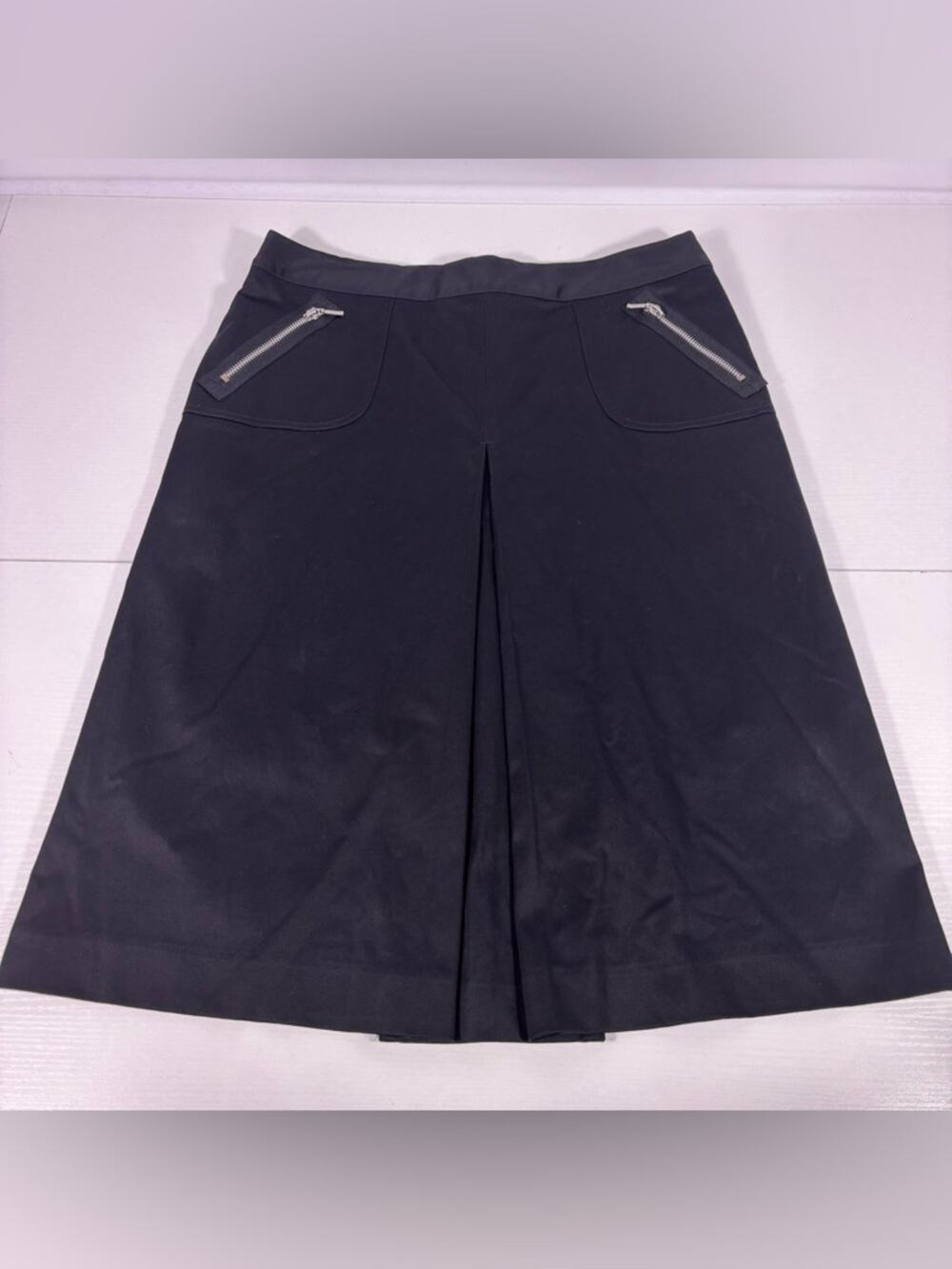 Last Chance!! Banana Republic Black Stretch Skirt Front Pleat Pockets Sz 8 1331